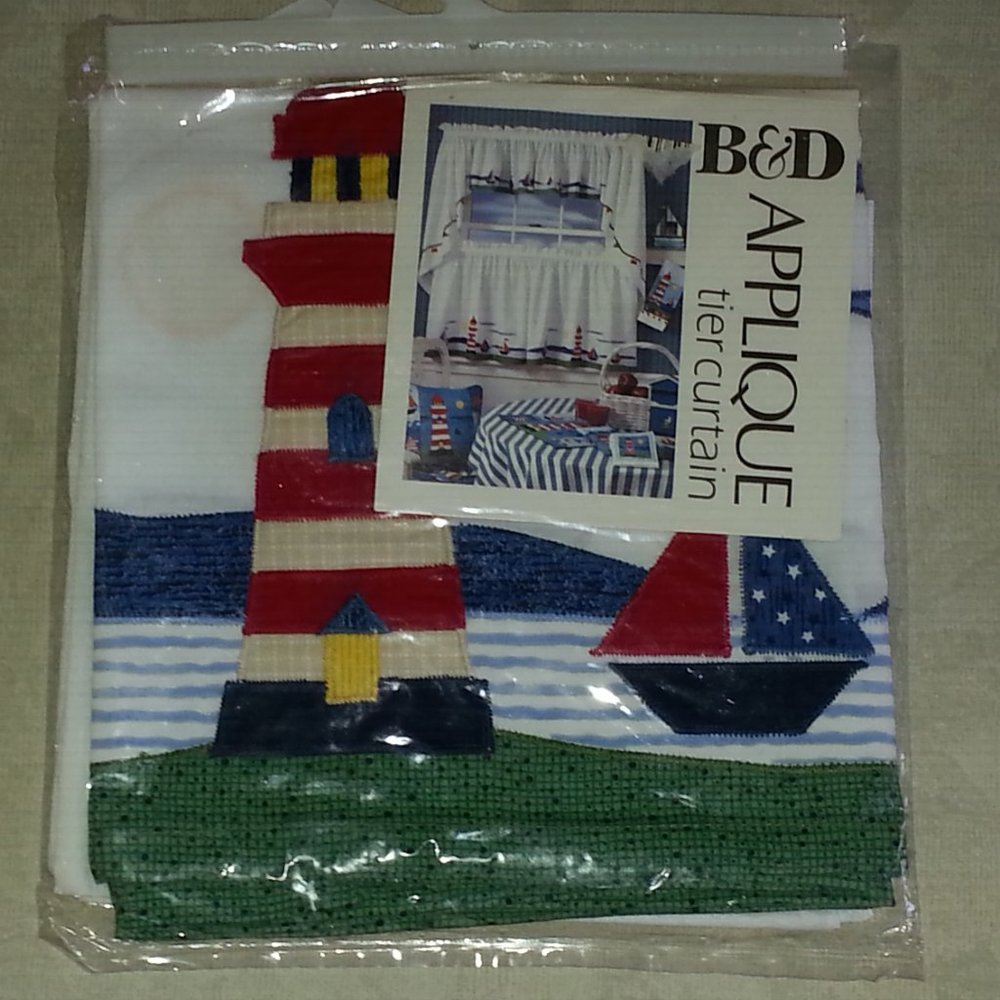 BARTH & DREYFUSS Sail Boat Lighthouse TIER CURTAIN